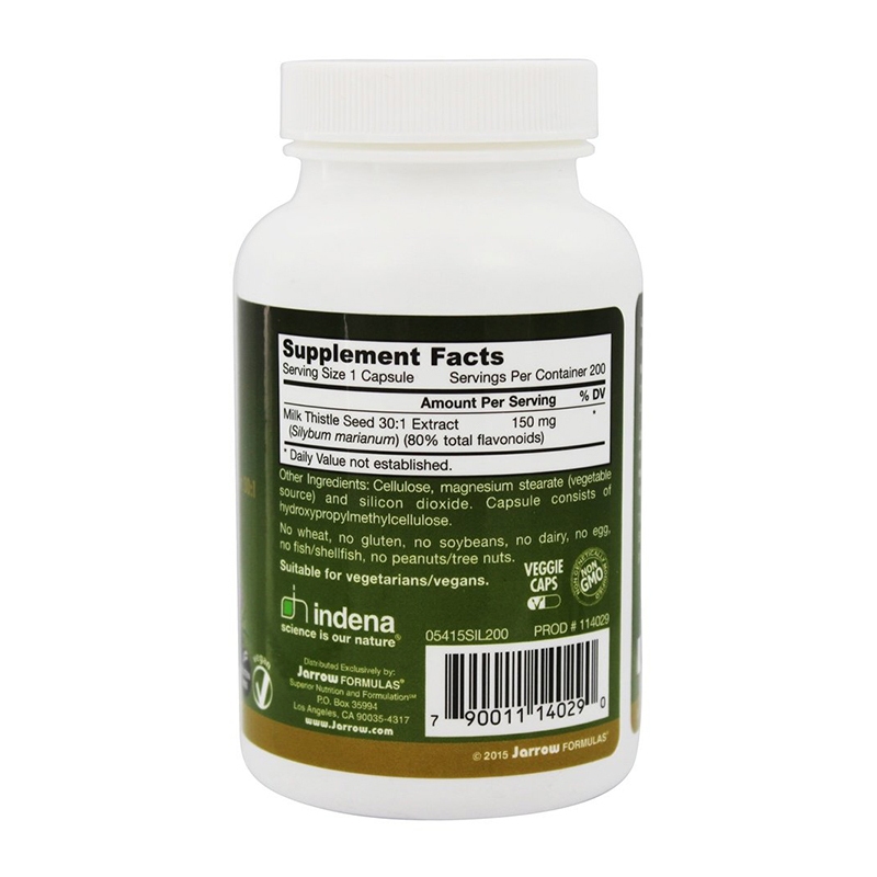美国jarrow formulas杰诺奶蓟草肝脏排毒水飞蓟胶囊150mg 护肝保肝护肤解酒熬夜必备200粒