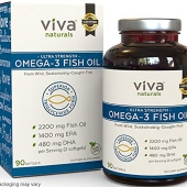 Viva Naturals Fish Oil Supplement, 180 Capsules - Highly Concentrated Fish Oil, 2,200mg Fish Oil/Serving (1400mg of EPA & 480 mg of DHA)