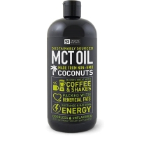 Premium MCT Oil derived only from Organic Coconuts - 32oz BPA free bottle | The only MCT oil certified Paleo Safe and registered by the Vegan Society.