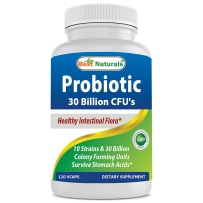 Best Naturals Probiotic 10 Strains & 30 Billion CFU Intestinal Flora, 120 Veggie Capsules - shelf stable probiotic