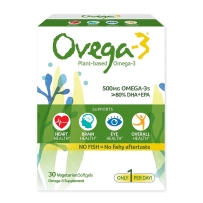 Ovega-3 Vegetarian/Vegan Omega-3, One Per Day, Dietary Supplement, Algal Oil, 500 mg Omegas, 135 mg EPA, 270 mg DHA, 30 Count