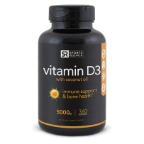 Sports Research Vitamin D3 (5000iu) with Coconut Oil, 360 Liquid Softgels
