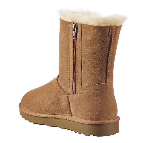 成人纯羊皮羊毛短靴雪地靴 kirkland科克兰 costco 驼色