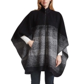 女装BERNARDO羊毛披肩毛呢外套斗篷时尚百搭 黑色 