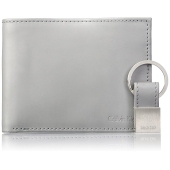 Calvin Klein 卡尔文克雷恩CK商务短款真皮钱包男两折钥匙扣钱夹皮夹 冷灰色 79740
