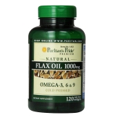 Puritan's Pride亚麻籽油软胶囊1000mg 120粒 含Omega-3 改善血脂延缓衰老