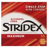 Stridex痘痘护理棉片55片 2%水杨酸 粉刺黑头抗痘 无酒精
