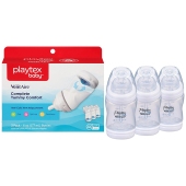 Playtex 倍儿乐 弯头宽口PP塑料奶瓶 无气泡 防胀气 三个装177ml  适合0-3个月的宝宝