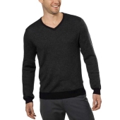 Calvin Klein男士羊毛混纺V领毛衣，黑色