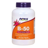 美国 NOW Foods 诺奥 多种复合维生素B族群B-50素食胶囊 舒缓压力降火提高精力熬夜常备 250粒