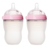 Comotomo可么多么　全硅胶宽口防胀气奶瓶　250ml　粉色　两只装