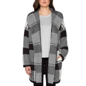 matty m女款开襟大衣 灰色格子