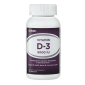 GNC 健安喜 维生素D3 5000IU180粒片剂 促进钙吸收 中老年成年骨骼健康  新旧包装随机发货 