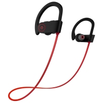 蓝牙耳机 Otium最佳无线运动耳机 带麦克风IPX7防水高清立体声防汗耳机健身房运行锻炼8小时电池噪音消除耳机 红色