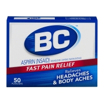 BC阿司匹林快速缓解疼痛粉末 快速缓解因头痛 身体疼痛和发烧引起的疼痛 含有咖啡因 50粒