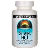 Source Naturals HCI 甜菜碱盐酸 促进胃酸分泌养胃促消化 650mg 90粒