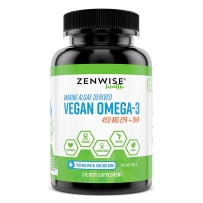 Zenwise Health 素食Omega 3 藻类EPA和DHA脂肪酸 男女鱼油配方 120粒
