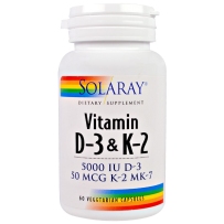 Solaray 维生素D3维生素K2促进骨骼健康钙吸收60粒