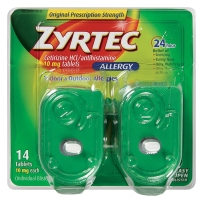 Zyrtec 西替利嗪HCl 10mg 14片2个暂时缓解花粉上呼吸道过敏 