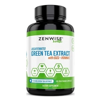 Zenwise Health 无咖啡因绿茶提取物含表没食子儿茶素没食子酸酯 (EGCG) 和维生素 C 120 粒素食胶囊