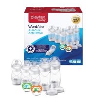 Playtex倍儿乐VentAire 新生儿防胀气 宽口径弯头奶瓶套装 不含BPA  9件套