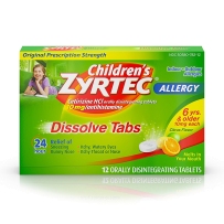 Zyrtec儿童过敏缓解用西替利嗪溶解片剂12片 柑橘味