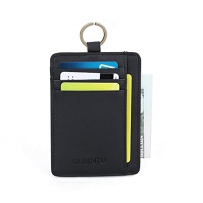 SUSEN 美国直邮 男士RFID电子防盗钱包真皮超便携卡包 黑色