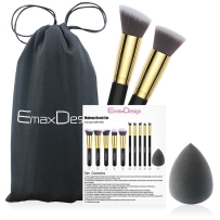 EmaxDesign 专业化妆刷10件套+美妆蛋+收纳包 黑色