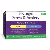 美国Natrol 纳妥Stress&Anxiety Day&Night 紧张焦虑昼夜舒缓片剂 日夜装 日装10片+夜装10片 共20片