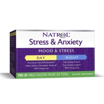 美国Natrol 纳妥Stress&Anxiety Day&Night 紧张焦虑昼夜舒缓片剂 日夜装 日装30片+夜装30片 共60片