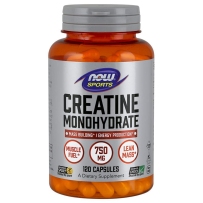 美国NOW Foods 诺奥 一水肌酸粉胶囊750mg 120粒缓解肌肉酸痛运动健身补剂至纯肌酸