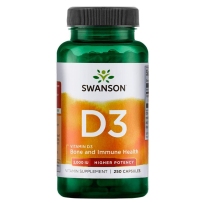 Swanson 斯旺森 天然维生素D3 2000IU 50 mcg *250粒软凝胶 维护骨骼牙齿健康 促进钙吸收