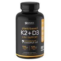 Sports Research 维生素K2（100mcg）+维生素D3（5000iu）素食胶囊 60粒 维护骨骼和牙齿健康