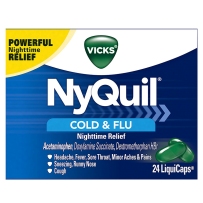 VICKS Nyquil 夜用型鼻塞头疼发烧喷嚏液体胶囊24粒