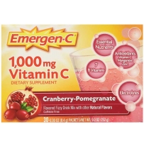益满喜Emergen-C嗨C粉 元气粉维生素C泡腾粉VC粉冲剂维C补充剂 1000mg 30包蔓越莓石榴