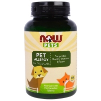 美国NOW Foods PETS宠物保健系列宠物猫狗过敏咀嚼片75粒