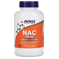 NOW FOODS 诺奥 N-乙酰半胱氨酸素食胶囊 NAC 600mg*250粒 呼吸系统健康