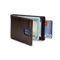 SERMAN BRANDS防磁防射频识别RFID爆款男士新款钱包卡套钱夹短款钱包男 巧克力色