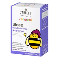 Zarbee's小蜜蜂儿童睡眠的褪黑激素补充葡萄风味30 咀嚼片3岁+