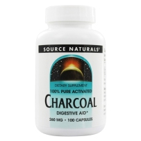 美国 Source Naturals 活性炭胶囊 260mg 排毒促消化 调节胃炎便秘 100粒