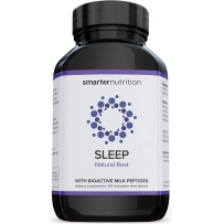Smarter Nutrition 褪黑素胶囊 60粒片剂（可咀嚼）含生物活性乳肽的夜间睡眠辅助 改善睡眠质量 