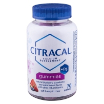 Citracal Calcium Gummies枸橼酸钙500mg 1000 IU维生素D3 咀嚼片70粒 蓝莓 草莓西瓜味