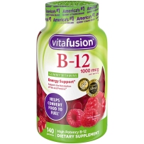 美国 Vitafusion 成人维生素B12软糖树莓味 140粒 膳食补充剂 预防贫血促进红细胞增长