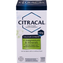 Citracal Plus Magnesium 枸橼酸钙500mg 维生素D3 镁80mg 骨骼保健120粒