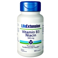 LifeExtension 维生素B3烟酸尼克酸胶囊 500mg 100粒 祛黄祛痘 促进身体代谢