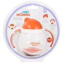 mOmma  不倒翁带把手球形吸管杯 250ml  桔色