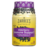 Zarbee's小蜜蜂天然接骨木莓增加免疫软糖含维生素C 锌水果味 60粒软糖
