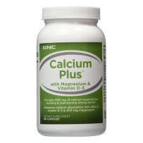 GNC钙镁VD3胶囊600mg180粒 支持骨骼健康强壮Calcium