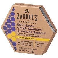Zarbee's 小蜜蜂96％蜂蜜止咳舒缓+免疫支持含维生素C天然柑橘味14片