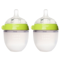 Comotomo可么多么  全硅胶宽口防胀气奶瓶　150ml　绿色　两只装